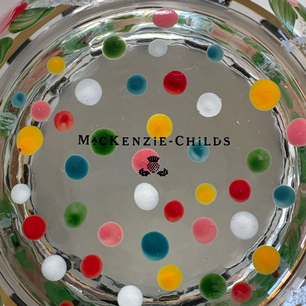 Mackenzie Childs Handpainted Retired Glass Bowl RARE and in NEW condition - Picture 2 of 8